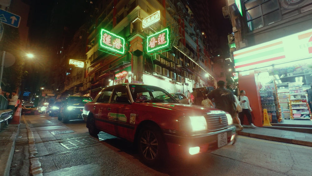 Hong Kong taxi at night graded with Ypresets Apple Log LUT 12