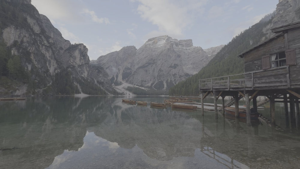 Lake Braies at first light straight out of camera in flat Apple Log